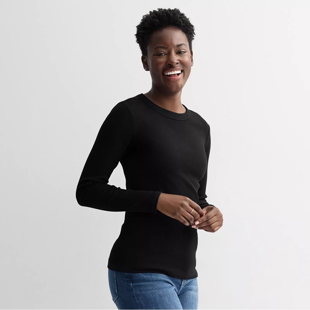Sonoma Classic Black Women's Long Sleeve Top